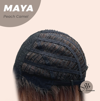 JBEXTENSION 22 Inches Peach Camel Women Fashion Full Machine Wig MAYA PEACH CAMEL【PLUS PERMATEASE】【BENDY EAR TABS】 Alexwigs
