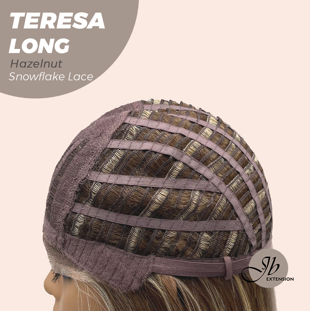 JBEXTENSION 22 Inches Long Hazelnut Pre-Cut Snowflake Lace Frontlace Glueless Wig TERESA LONG HAZELNUT【PERMATEASE】【BENDY EAR TABS】- M/L Alexwigs