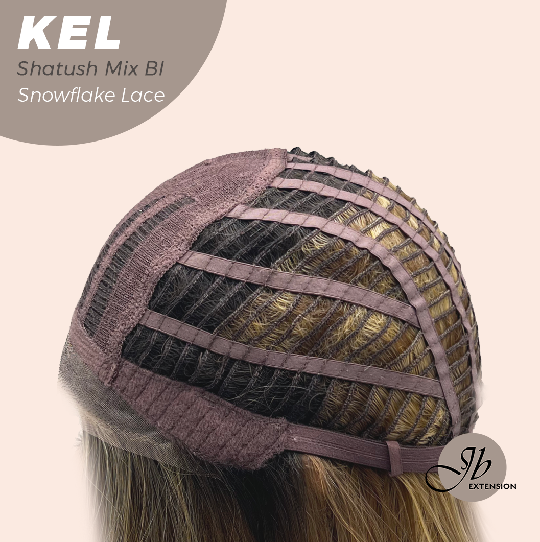 JBEXTENSION 22 Inches Shatush Mix Blonde Pre-Cut Snowflake Lace Frontlace Glueless Wig KEL SHATUSH MIX BLONDE【PERMATEASE】【BENDY EAR TABS】 Alexwigs