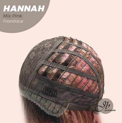 JBEXTENSION 20 Inches Mix Pink Pre-Cut Frontlace Glueless Wig with Bangs HANNAH MIX PINK Alexwigs