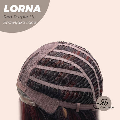 [PRE-ORDER] JBEXTENSION 18 Inches Red Purple Highlight Curly Pre-Cut Snowflake Lace Frontlace Glueless Wig LORNA SNOWFLAKE RED PURPLE HIGHLIGHT【PERMATEASE】【BENDY EAR TABS】 Alexwigs