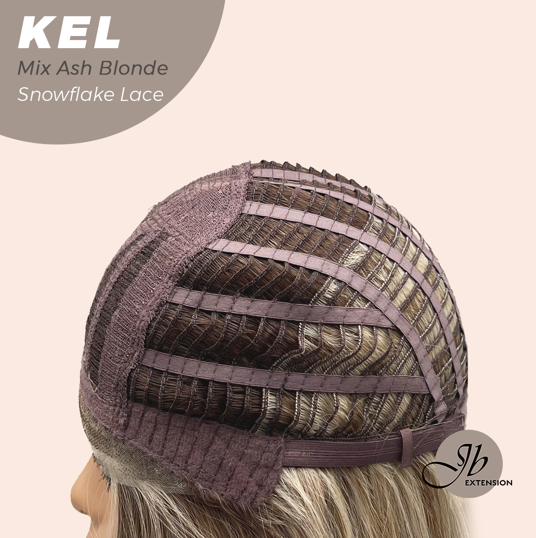 JBEXTENSION 22 Inches Mix Ash Blonde Pre-Cut Snowflake Lace Frontlace Glueless Wig KEL MIX ASH BLONDE【PERMATEASE】【BENDY EAR TABS】- M/L Alexwigs