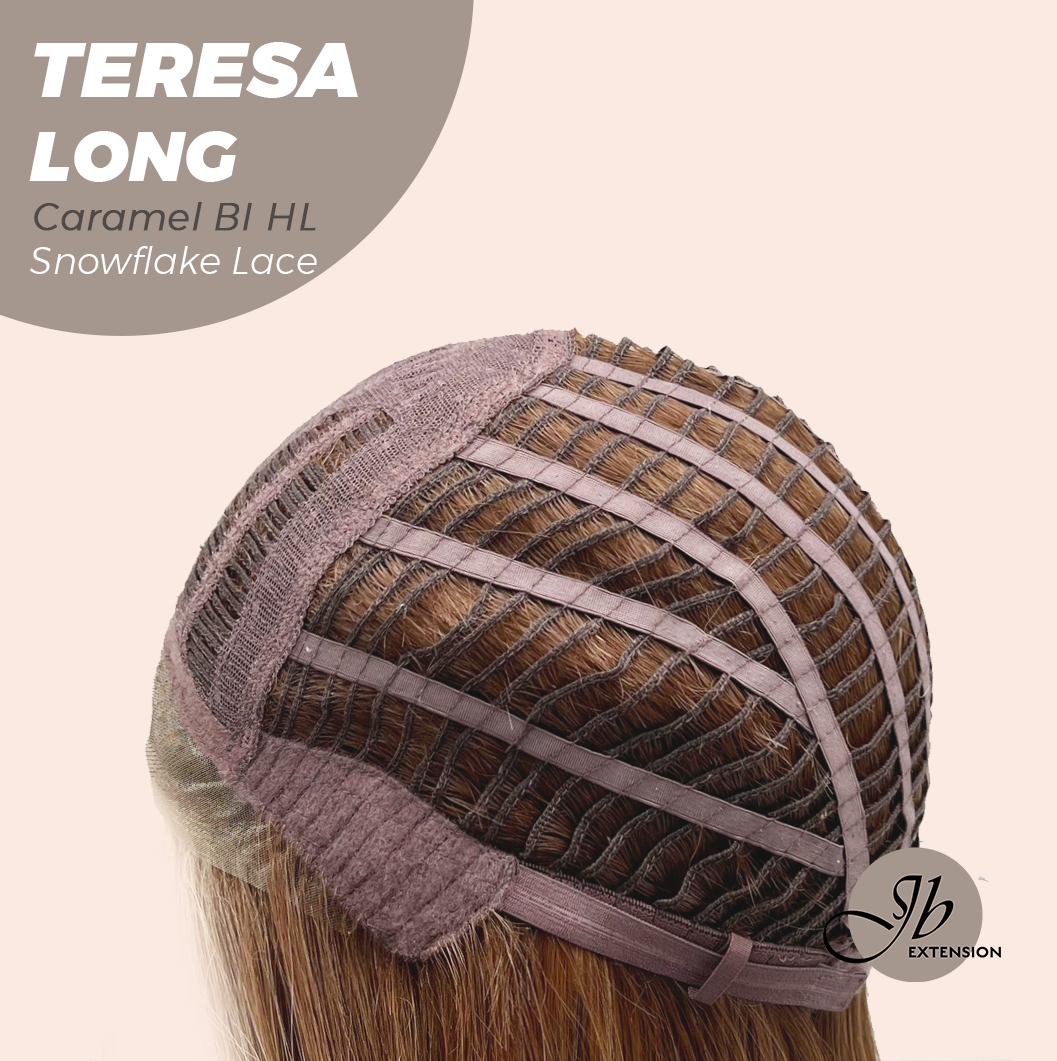 [PRE-ORDER] JBEXTENSION 22 Inches Long Caramel Blonde Highlight Pre-Cut Snowflake Lace Frontlace Glueless Wig TERESA LONG CARAMEL BLONDE HIGHLIGHT【PERMATEASE】【BENDY EAR TABS】 Alexwigs