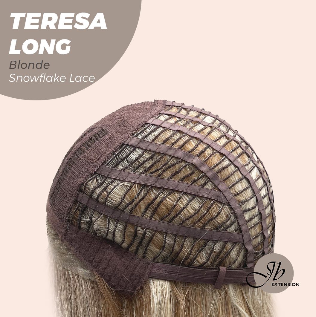 JBEXTENSION 22 Inches Long Blonde Pre-Cut Snowflake Lace Frontlace Glueless Wig TERESA LONG BLONDE【PERMATEASE】【BENDY EAR TABS】- M/L Alexwigs