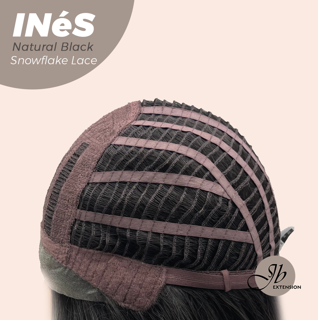 JBEXTENSION 22 Inches Natural Black Pre-Cut Snowflake Lace Frontlace Glueless Wig INéS NATURAL BLACK【PERMATEASE】【BENDY EAR TABS】 Alexwigs