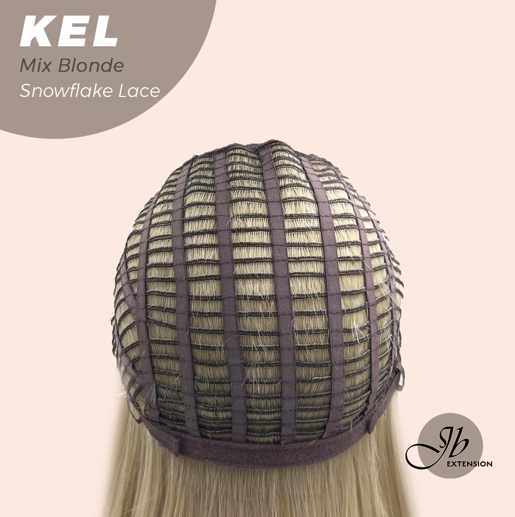 JBEXTENSION 22 Inches Mix Blonde Pre-Cut Snowflake Lace Frontlace Glueless Wig KEL MIX BLONDE【PERMATEASE】【BENDY EAR TABS】- M/L Alexwigs