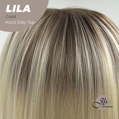 JBEXTENSION 20 Inches Scalpiana Blonde Wolf Cut 3.5X4 Hard Silky Top Natural Scalp Effect Wig With Bangs LILA GOLD Alexwigs