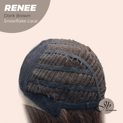 JBEXTENSION 21 Inches Dark Brown Pre-Cut T Part Snowflake Lace Frontlace Glueless Wig RENEE DARK BROWN【BENDY EAR TABS】 Alexwigs