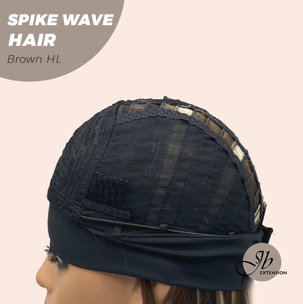 JBEXTENSION 24 Inches Long Curly Hair Brown Highlight Headband Wig SPIKE WAVE HAIR - BROWN HIGHLIGHT Alexwigs