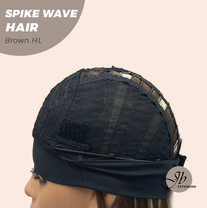 JBEXTENSION 24 Inches Long Curly Hair Brown Highlight Headband Wig SPIKE WAVE HAIR - BROWN HIGHLIGHT Alexwigs