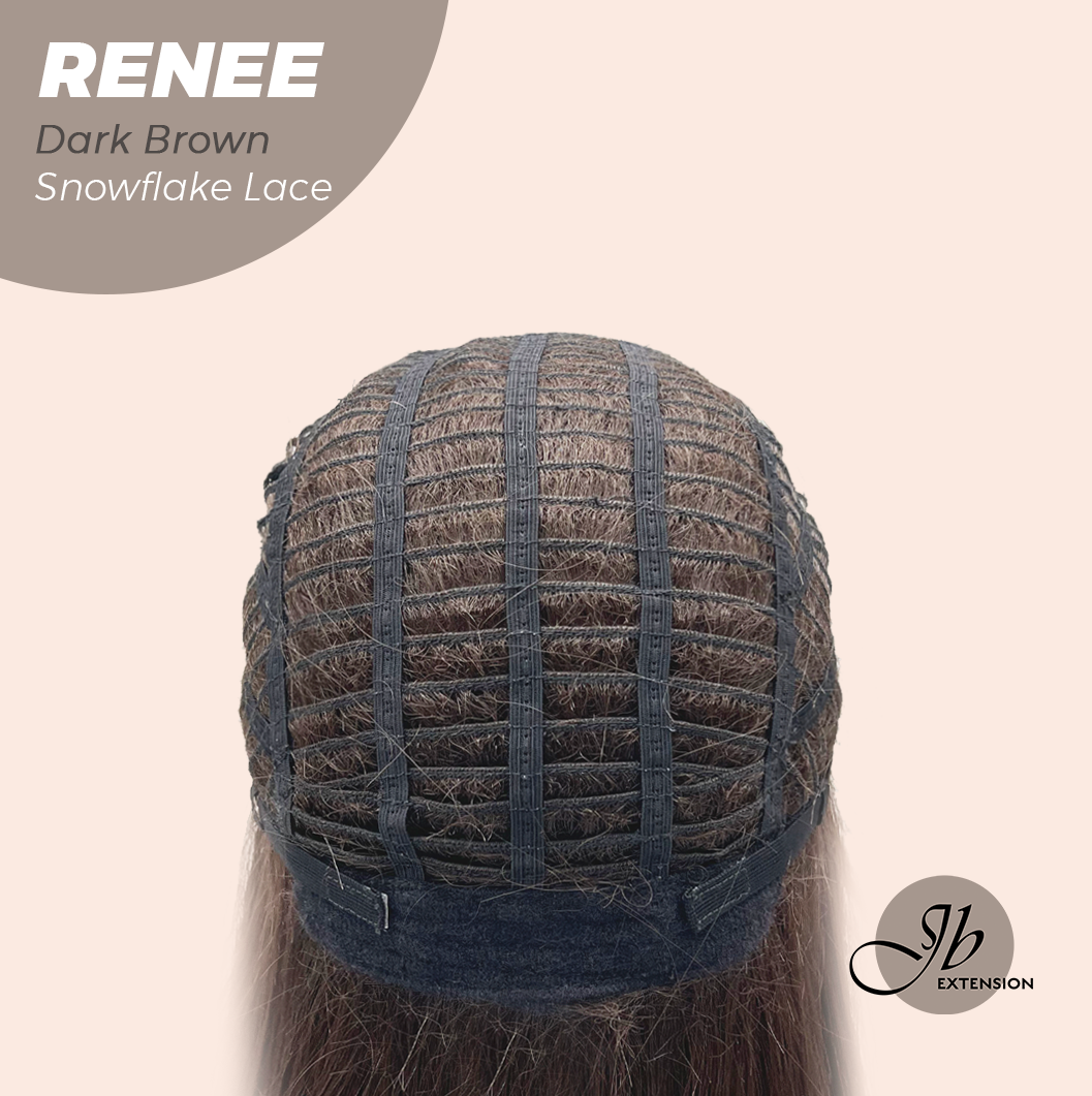 JBEXTENSION 21 Inches Dark Brown Pre-Cut T Part Snowflake Lace Frontlace Glueless Wig RENEE DARK BROWN【BENDY EAR TABS】 Alexwigs
