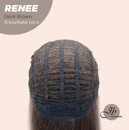 JBEXTENSION 21 Inches Dark Brown Pre-Cut T Part Snowflake Lace Frontlace Glueless Wig RENEE DARK BROWN【BENDY EAR TABS】 Alexwigs