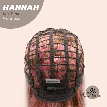JBEXTENSION 20 Inches Mix Pink Pre-Cut Frontlace Glueless Wig with Bangs HANNAH MIX PINK Alexwigs