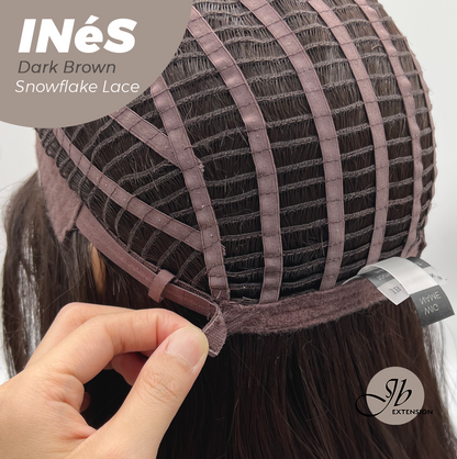 JBEXTENSION 22 Inches Dark Brown Pre-Cut Snowflake Lace Frontlace Glueless Wig INéS DARK BROWN【PERMATEASE】【BENDY EAR TABS】- M/L Alexwigs