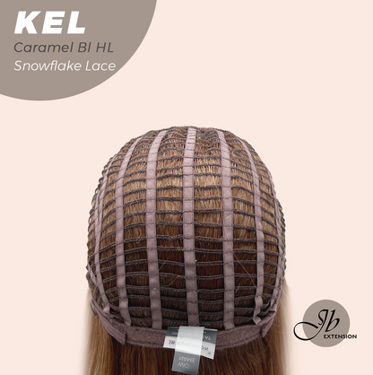 JBEXTENSION 22 Inches Caramel Blonde Highlight Pre-Cut Snowflake Lace Frontlace Glueless Wig KEL CARAMEL BLONDE HIGHLIGHT【PERMATEASE】【BENDY EAR TABS】 Alexwigs