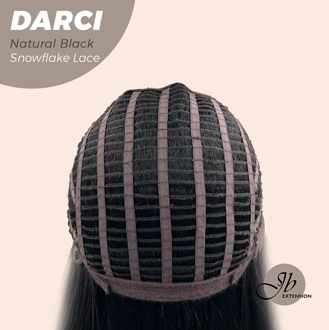 JBEXTENSION 25 Inches Natural Black Pre-Cut Snowflake Lace Frontlace Glueless Wig DARCI NATURAL BLACK【PERMATEASE】【BENDY EAR TABS】 Alexwigs