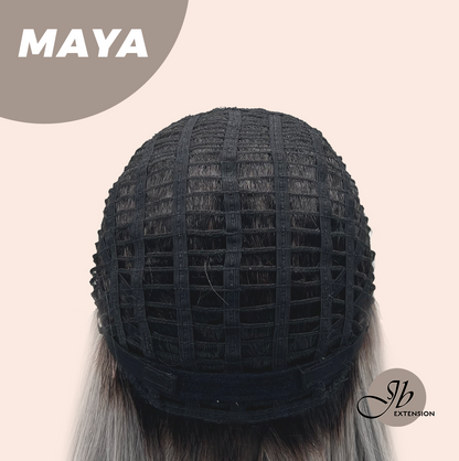 JBEXTENSION 22 Inches Grey Silver with Dark Root Women Fashion Full Machine Wig MAYA【PLUS PERMATEASE】【BENDY EAR TABS】 Alexwigs
