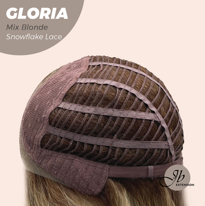 [PRE-ORDER] JBEXTENSION 14 Inches Curly Mix Blonde Wig with Bangs Pre-Cut T Part Snowflake Lace Frontlace Glueless Wig GLORIA MIX BLONDE Alexwigs