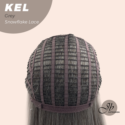JBEXTENSION 22 Inches Grey Pre-Cut Snowflake Lace Frontlace Glueless Wig KEL GREY【PERMATEASE】【BENDY EAR TABS】 Alexwigs