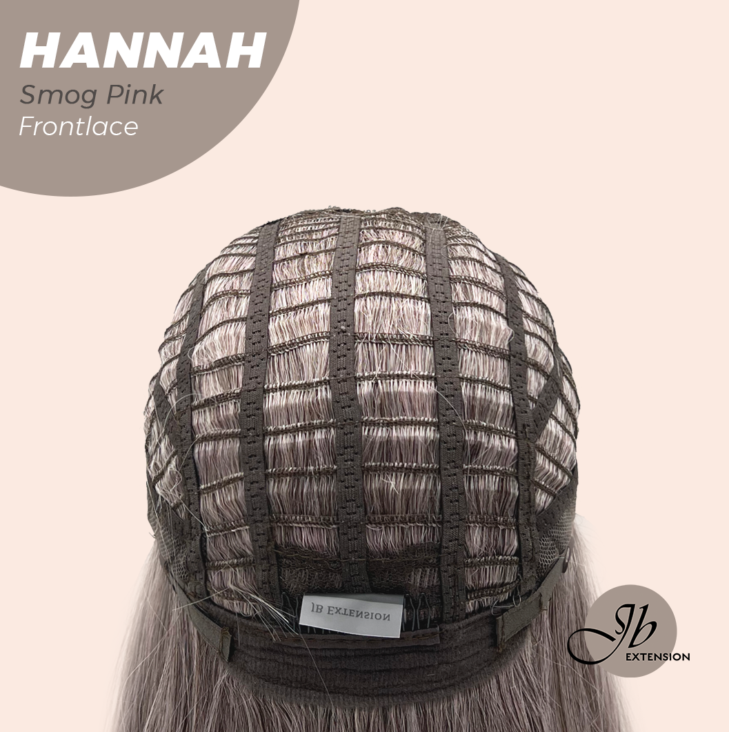 JBEXTENSION 20 Inches Smog Pink Pre-Cut Frontlace Glueless Wig with Bangs HANNAH SMOG PINK Alexwigs