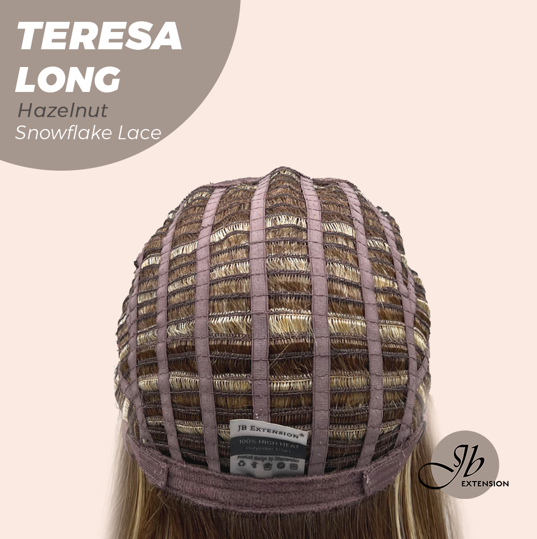 JBEXTENSION 22 Inches Long Hazelnut Pre-Cut Snowflake Lace Frontlace Glueless Wig TERESA LONG HAZELNUT【PERMATEASE】【BENDY EAR TABS】- M/L Alexwigs