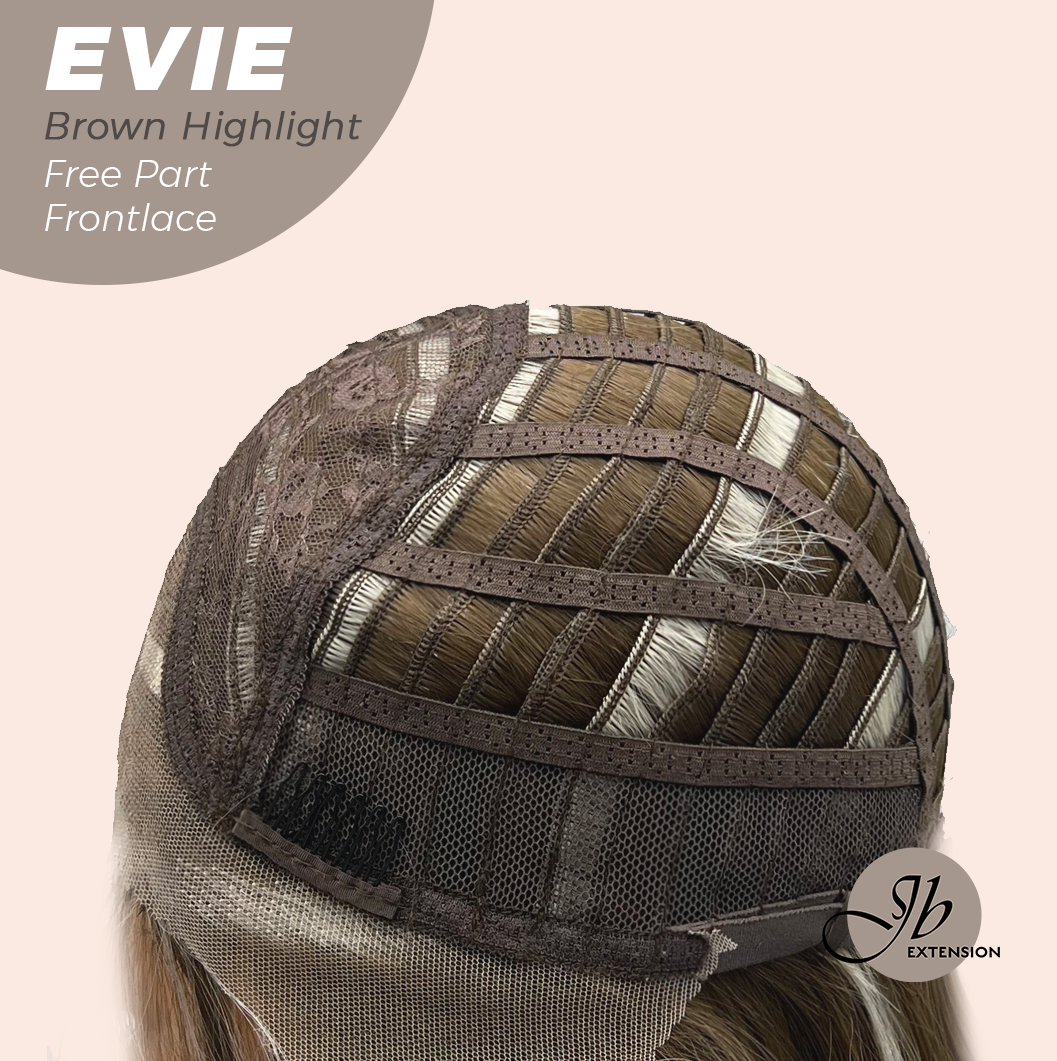 JBEXTENSION 22 Inches Brown with Blonde Highlight Pre-Cut Free Part Frontlace Glueless Wig EVIE BROWN HIGHLIGHT Alexwigs