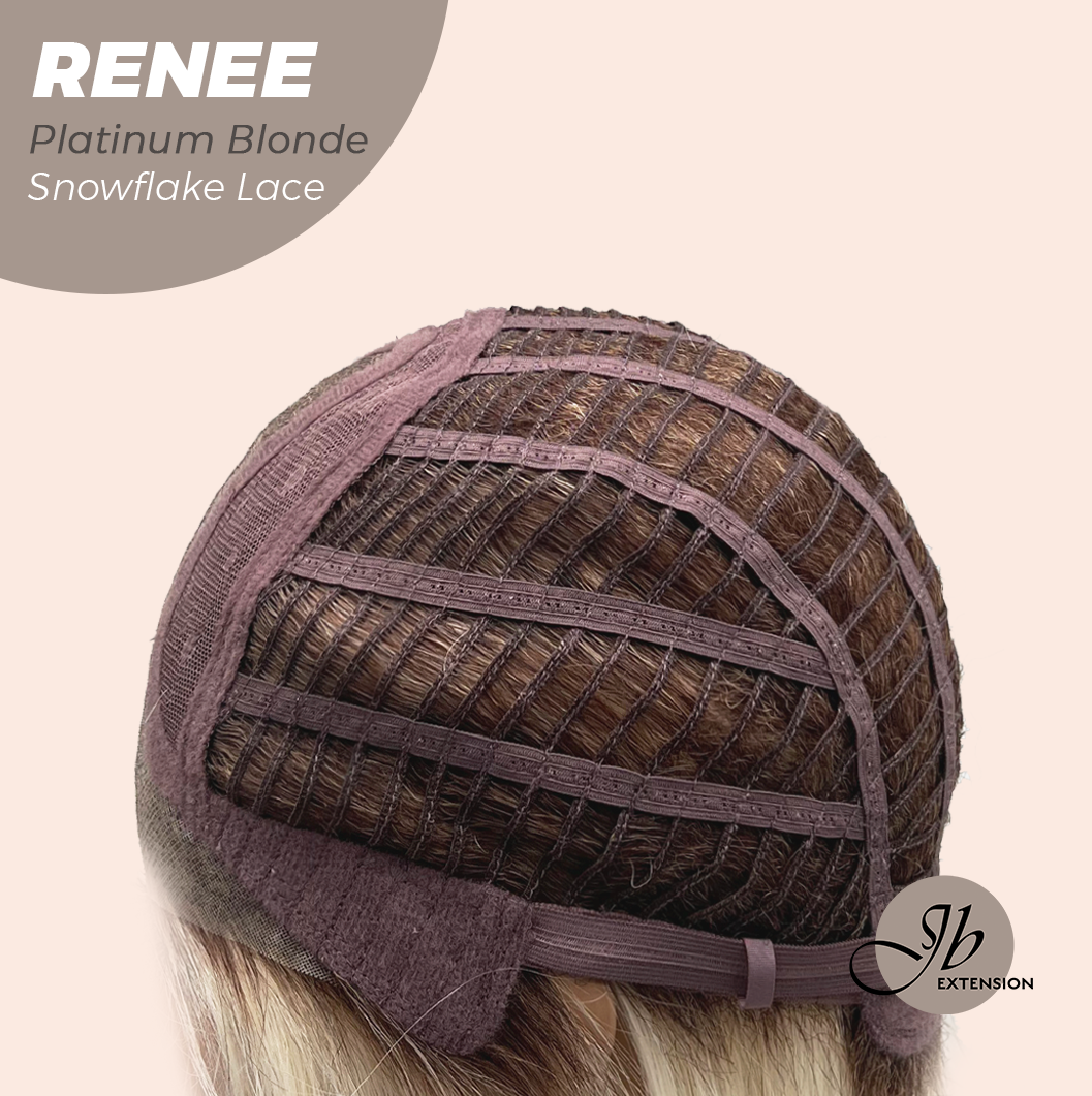 JBEXTENSION 21 Inches Platinum Blonde Pre-Cut T Part Snowflake Lace Frontlace Glueless Wig RENEE PLATINUM BLONDE【BENDY EAR TABS】 Alexwigs