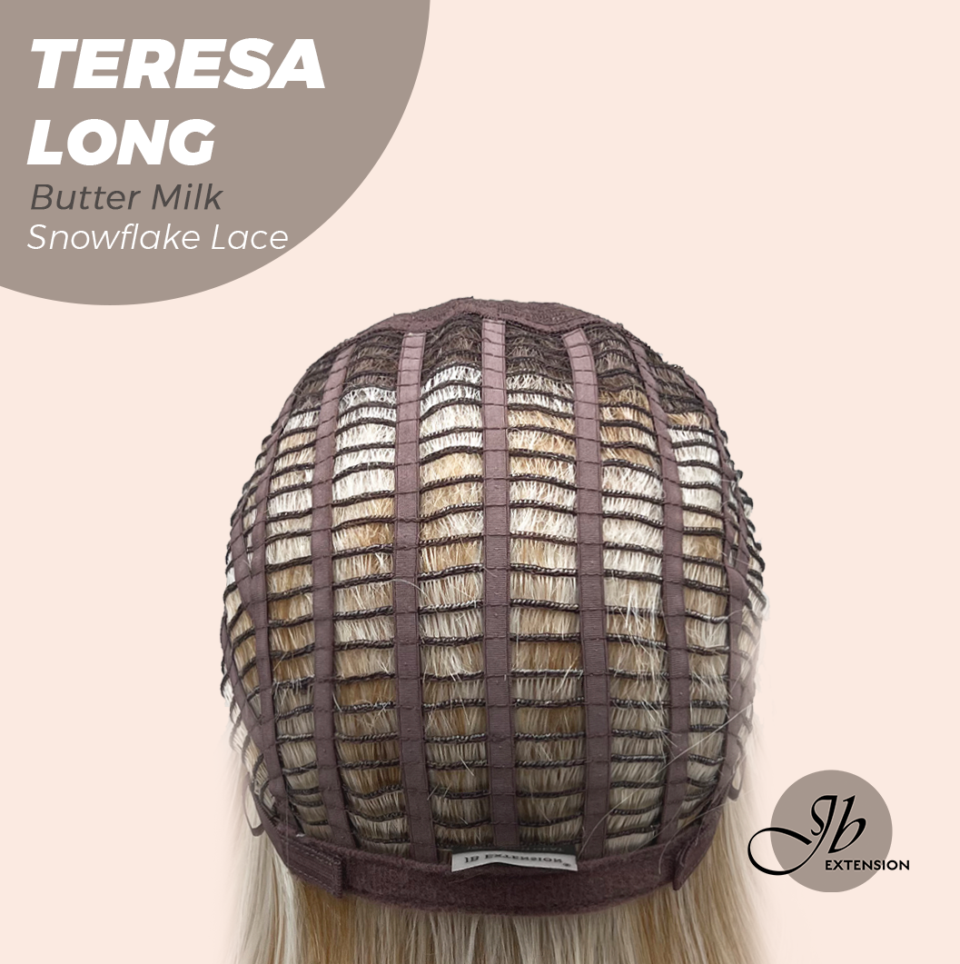 JBEXTENSION 22 Inches Long Butter Milk Pre-Cut Snowflake Lace Frontlace Glueless Wig TERESA LONG BUTTER MILK【PERMATEASE】【BENDY EAR TABS】 Alexwigs