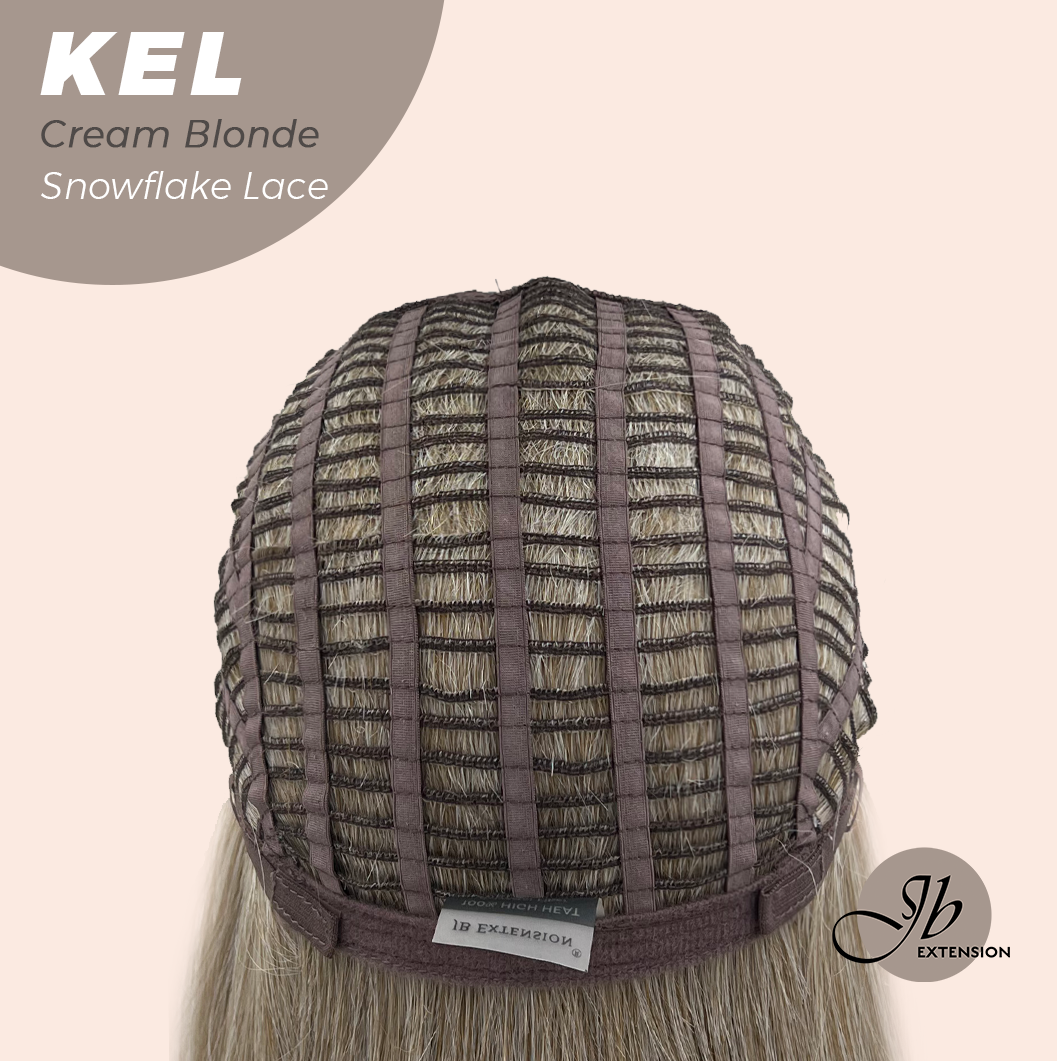 JBEXTENSION 22 Inches Cream Blonde Pre-Cut Snowflake Lace Frontlace Glueless Wig KEL CREAM BLONDE【PERMATEASE】【BENDY EAR TABS】- M/L Alexwigs