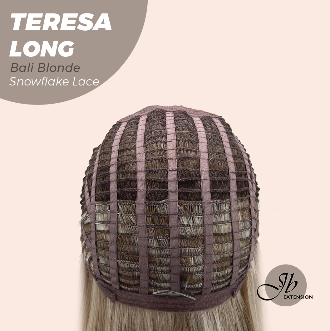 JBEXTENSION 22 Inches Long Bali Blonde Pre-Cut Snowflake Lace Frontlace Glueless Wig TERESA LONG BALI BLONDE【PERMATEASE】【BENDY EAR TABS】 Alexwigs