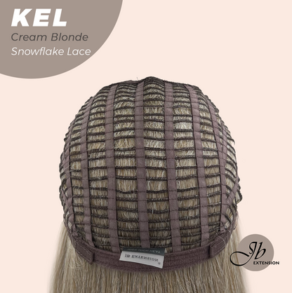 JBEXTENSION 22 Inches Cream Blonde Pre-Cut Snowflake Lace Frontlace Glueless Wig KEL CREAM BLONDE【PERMATEASE】【BENDY EAR TABS】- S/M Alexwigs