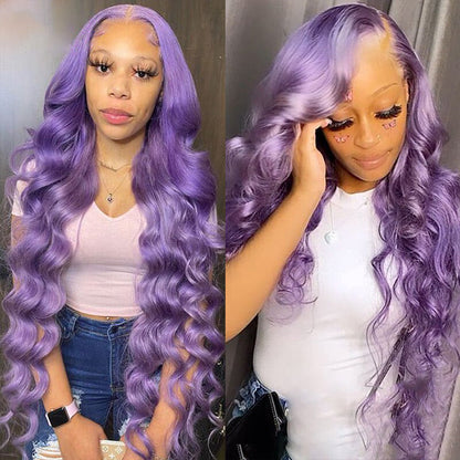 13x4 Purple Color 13x4 HD Lace Front Human Hair Wigs with Baby HairGlueless Lace wig Alexwigs