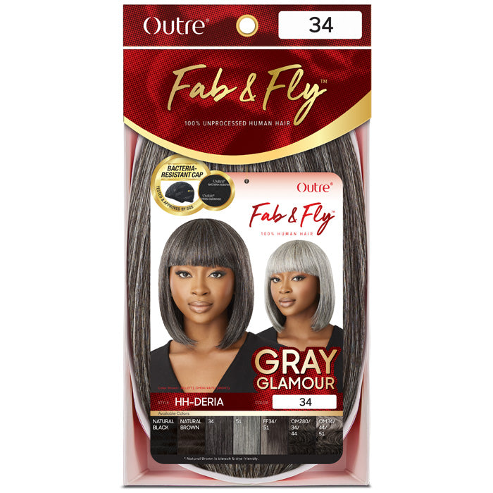 Outre Fab & Fly 100% Human Hair Gray Glamour Full Wig - HH-DERIA Alexwigs