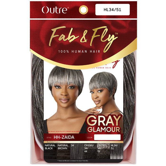 Outre Fab & Fly 100% Human Hair Gray Glamour Full Wig - HH-ZAIDA Alexwigs