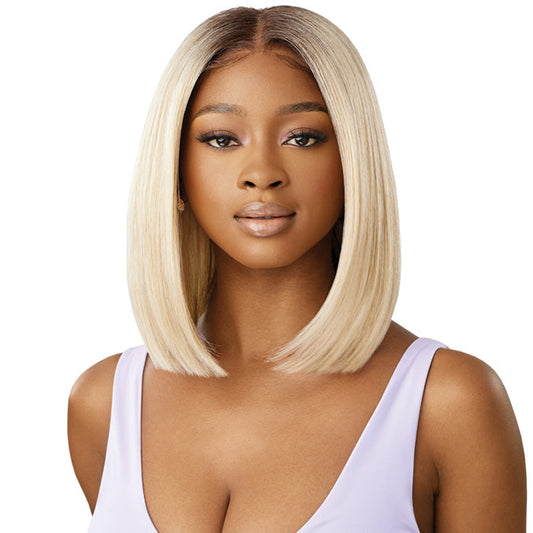 Outre Airtied Glueless Human Hair Blend 13x4 HD Lace Front Wig HHB-NATURAL YAKI 12" - 100% Fully Hand-Tied Alexwigs