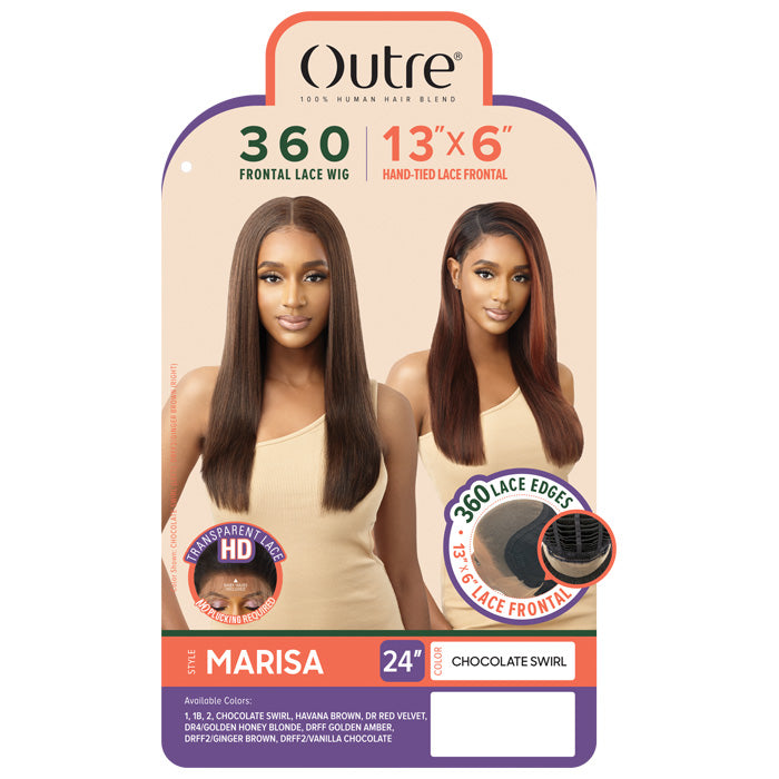Outre 100% Human Hair Blend 13X6 Hand-Tied 360 Lace Frontal Wig - MARISA Alexwigs
