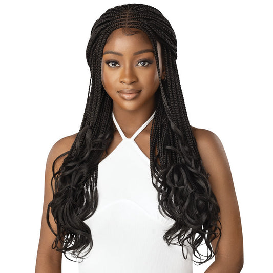 Outre Glueless Pre-Braided 4X4 HD Lace Front Wig - MIDDLE PART FRENCH CURL BOX BRAIDS 26" Alexwigs