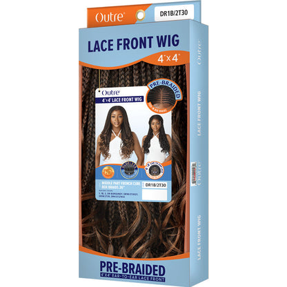 Outre Glueless Pre-Braided 4X4 HD Lace Front Wig - MIDDLE PART FRENCH CURL BOX BRAIDS 26" Alexwigs