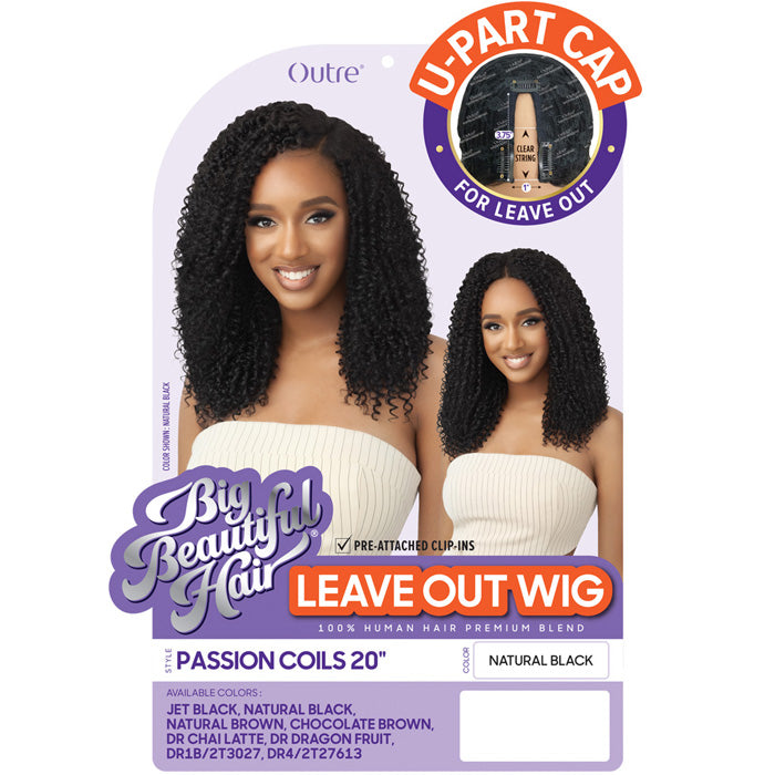 Outre 100% Human Hair Blend U Part Cap Leave Out Wig - PASSION COILS 20 Alexwigs