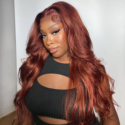 #33 Reddish Brown Color Glueless 8*5 Pre Cut HD Lace Closure Wigs Ready & Go Wig Alexwigs