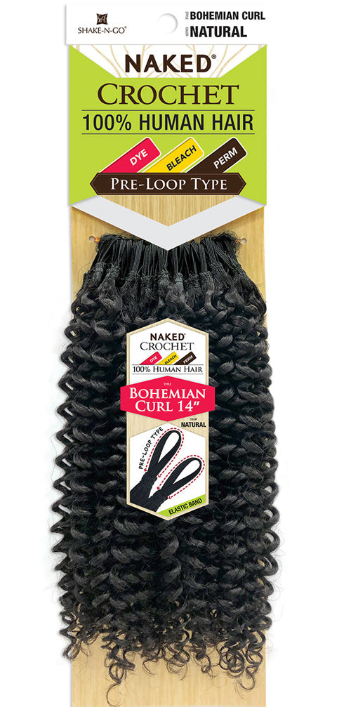 Shake N Go Naked 100% Human Hair Crochet Braids BOHEMIAN CURL 12"- 14" Alexwigs