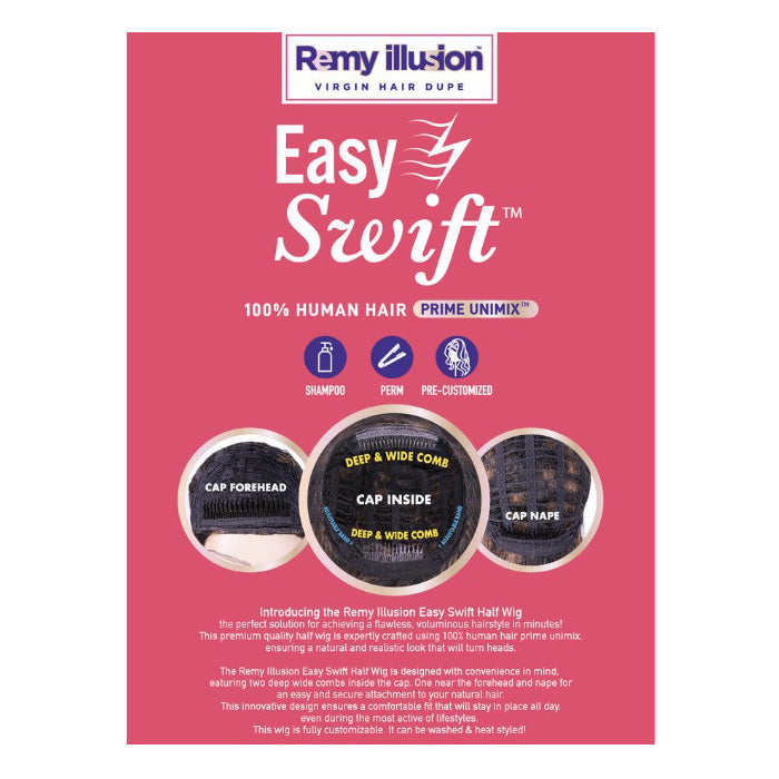 Janet Collection Remy Illusion Easy N Swift 100% Human Hair Prime Unimix Half Wig - VIGO Alexwigs