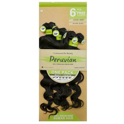 Sensationnel Bare & Natural Peruvian 100% Virgin Remi Weave - LOOSE DEEP 6 PCS + FREE CLOSURE Alexwigs
