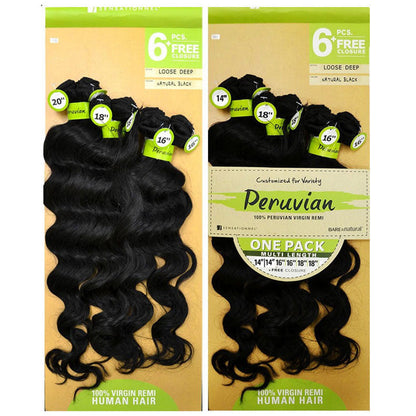 Sensationnel Bare & Natural Peruvian 100% Virgin Remi Weave - LOOSE DEEP 6 PCS + FREE CLOSURE Alexwigs