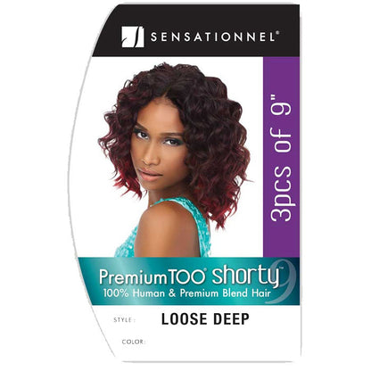 Sensationnel Premium Too Shorty Human Hair Blend Weave 3 Pcs - LOOSE DEEP 9" Alexwigs
