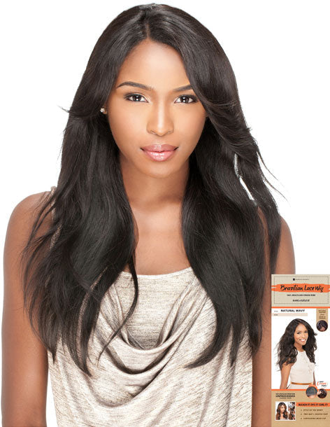 Sensationnel Bare & Natural 100% Virgin Remi Brazilian Lace Wig NATURAL STRAIGHT (2 Way L-Shape Part) Alexwigs