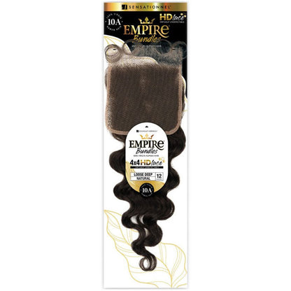 Sensationnel Empire Bundles 100% Human Hair 4x4 HD Lace Closure - LOOSE DEEP 12" Alexwigs
