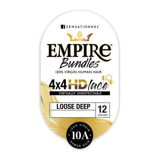 Sensationnel Empire Bundles 100% Human Hair 4x4 HD Lace Closure - LOOSE DEEP 12" Alexwigs