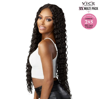 Sensationnel Vice Bundles 3x Multi Pack Weave + HD Lace Closure - DEEP Alexwigs