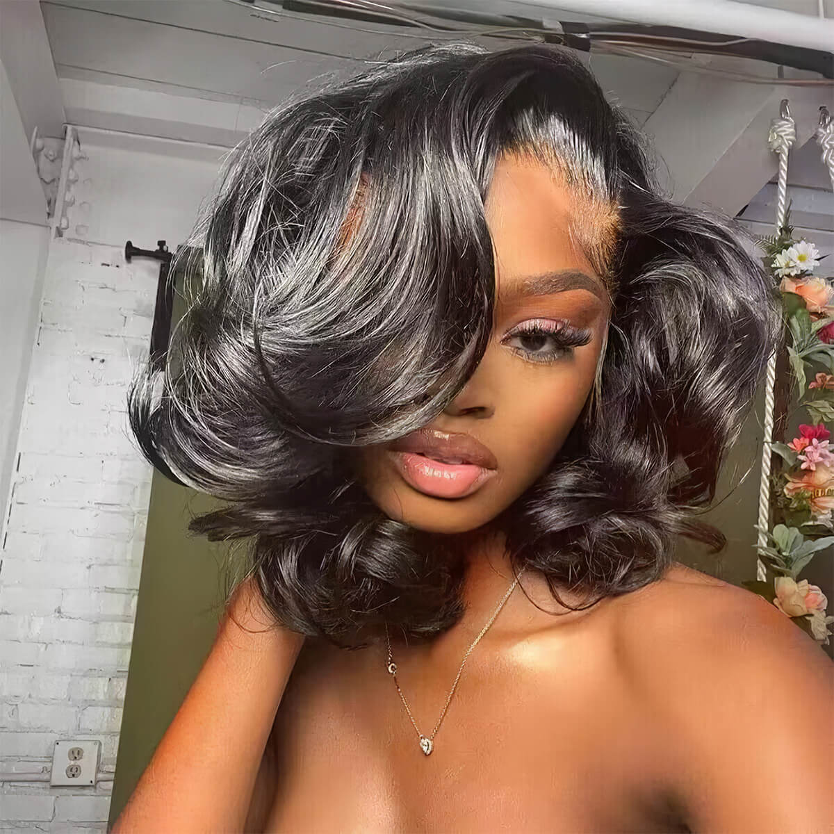 12" = $89 Short Bob Wig Loose Body Wave Pre Plucked HD Lace Human Hair Wig Beginner Friendly Glueless Alexwigs